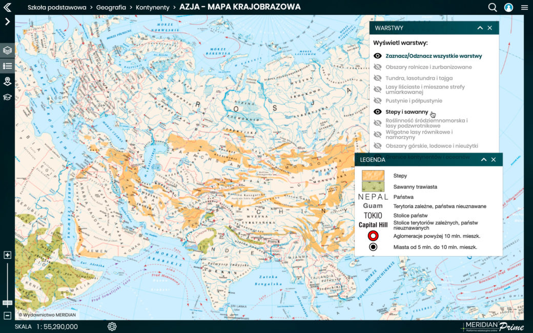 Azja - mapa krajobrazów i biomów kontynentu