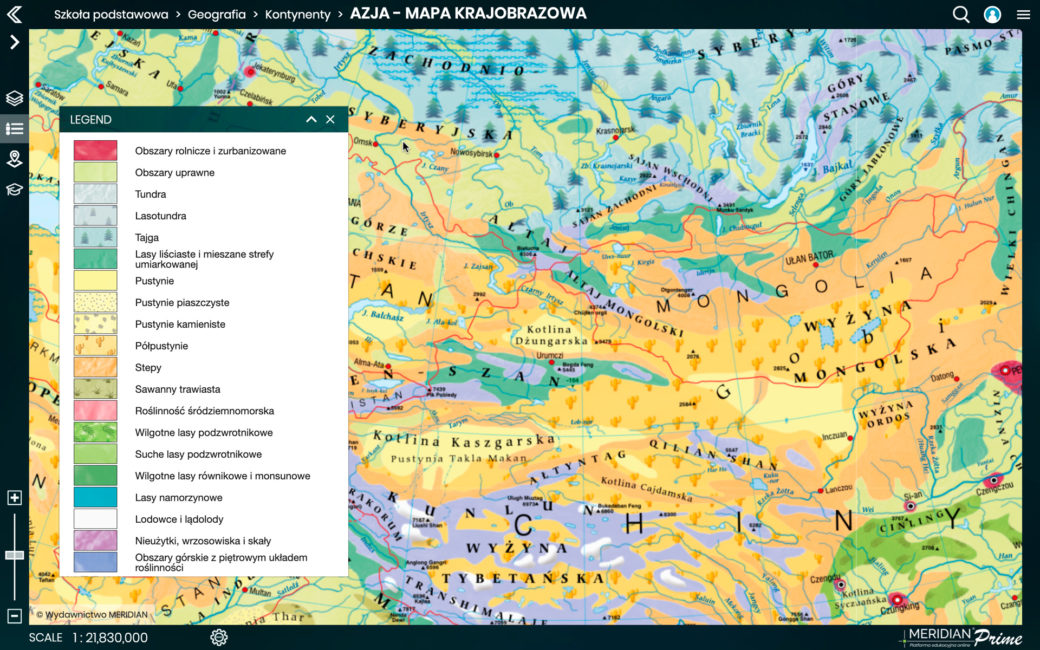 Azja Mapa Krajobraz W I Biom W Kontynentu