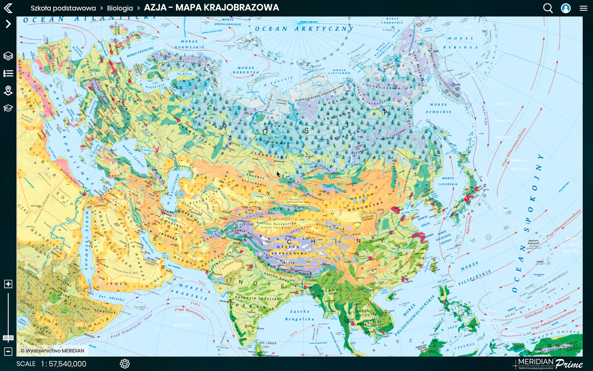 Azja - mapa krajobrazów i biomów kontynentu