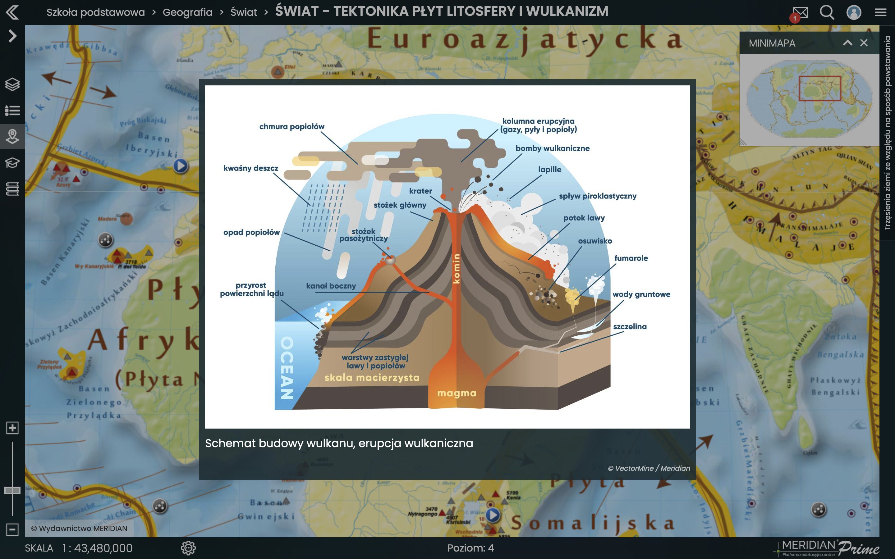 Świat - tektonika płyt litosfery i wulkanizm